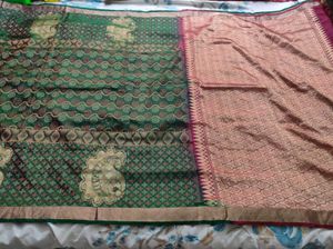 Green And Maroon Pure Silk Saree