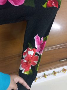 Latest Black Woolen Flower Print With Stone Work