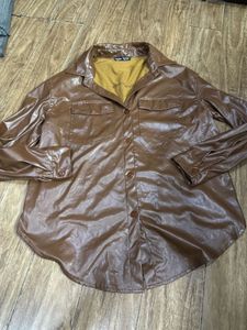 Brown Faux Leather Shirt