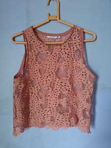 Peach Lace Tank Top