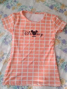 Disney Peach Plaid T-Shirt Dress
