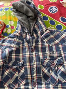 Blue Plaid Hooded Jacket
