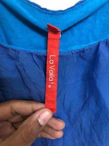 La Voila Blue Sleeveless Top