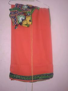 Georgette saree with designer kachh work blouse