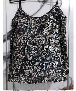 Black Sparkly Sequin Crop Top