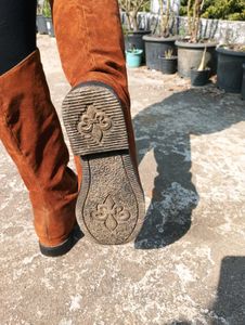 Brown Suede Knee-High Boots