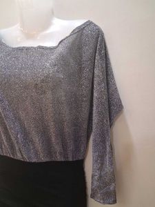 Elegant Silver &amp; Black Dress bodycon