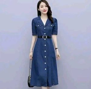 Korean Denim Dress with Belt