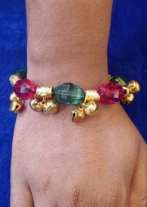 Cristal With Ghughri (Green &amp; Maroon)
