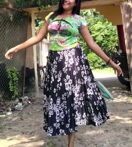 Black And White Floral Pleated Skirt