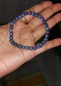 Diamond Cut Lapis Lazuli Free Size 6 mm Bracelet