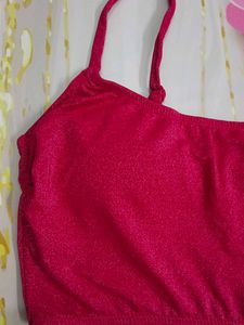 (1100)Pink Sparkle Cami Crop Top