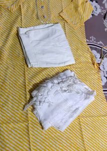 💥 Yellow Lehriya Kurta Set