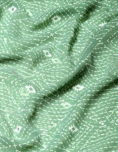 Beautiful Batik Chikankari Print Saree Pista Color