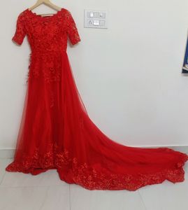 Beautiful Red Long Tail Gown