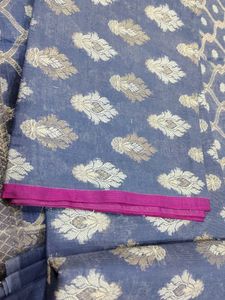 3 Pc Blue Silk Suit Set