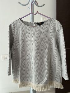Zink Chevron Fringe Top