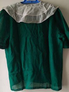 Green Korean Top with White Collar