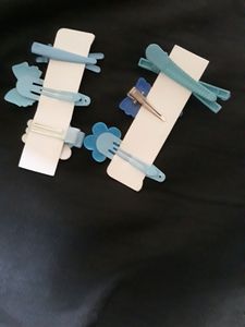Blue Aesthetic Flower Bow Cloud Rainbow Clips