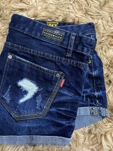 Distressed Denim Star Shorts