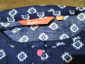 Navy Blue Rayon High Low Kurta