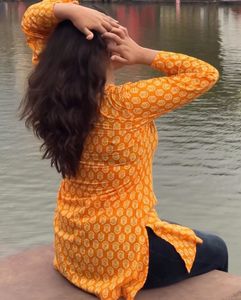 Beautiful Women Bell Sleeves Short Kurti