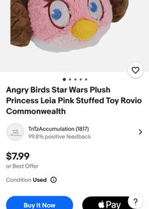 Angry Birds Star Wars Plush Princess Leia Pink