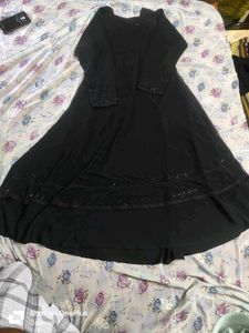 Dubai Abaya Black Beads Umbrella Cutting