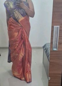 Red SAREE with Blue Pallu