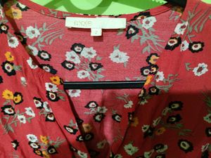 Red Floral Midi Dress