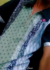 Patterned Zip-Up Polo Shirt
