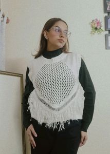 Off-White Half Sleeves Knit Top