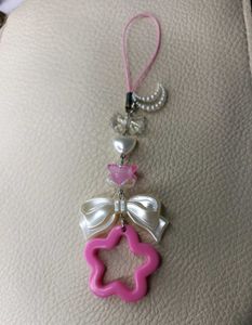 Magical Star &amp; Moon Phone Charm with Bow &amp; Pearls