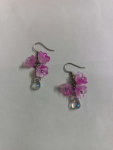 Pinteresty Pink Cluster Flower Earrings with Drop✨