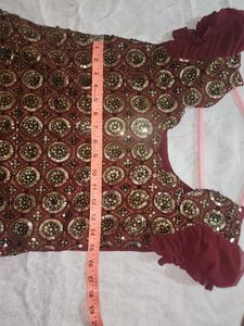 Maroon Embellished Kurta/Kurti