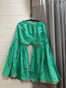 Koskii Sea Green Floral Print Sharara Set