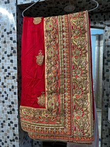 Red Heavy Blouse And Saree