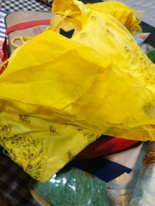 Yellow Net Lehnga For Haldi Ready