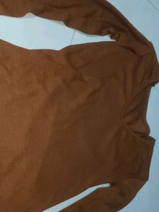 Brown V-Neck Long Sleeve Top