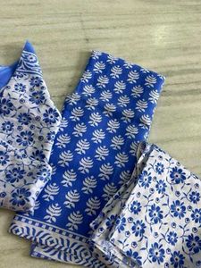 Blue Floral Dress Material