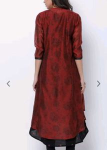 Vishudh Women Black &amp; Maroon Print A-line Kurta