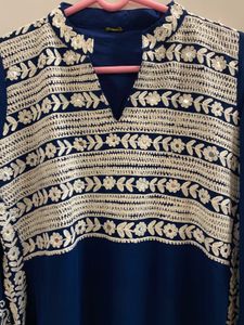 Blue Embroidered Kurta Palazzo Set