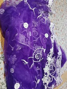 Purple Embroidered Dupatta