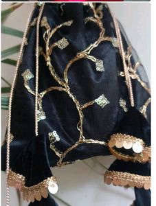 Black Colored Sequence Potli Bag