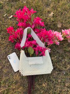 White Shoulder Beaded Bag