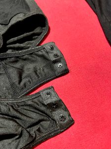 Black Cross-Halter Sheer Sleeve Bodysuit