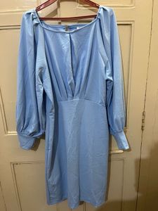 Powder Blue Puff Sleeve Dress