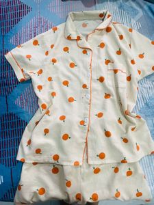 Cute Orange Print Night Suit