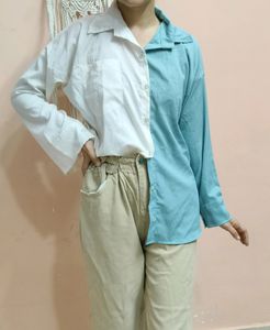 Korean Oversized Dual Colour Shirt💚🤍