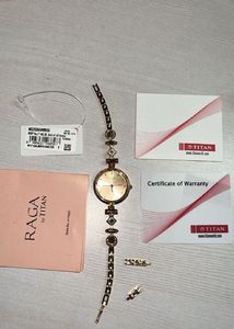 Titan Raga-Elegant Rose Gold Beaded Watch